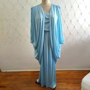 Vintage 70s Two Piece Dress w/ Cape Cover